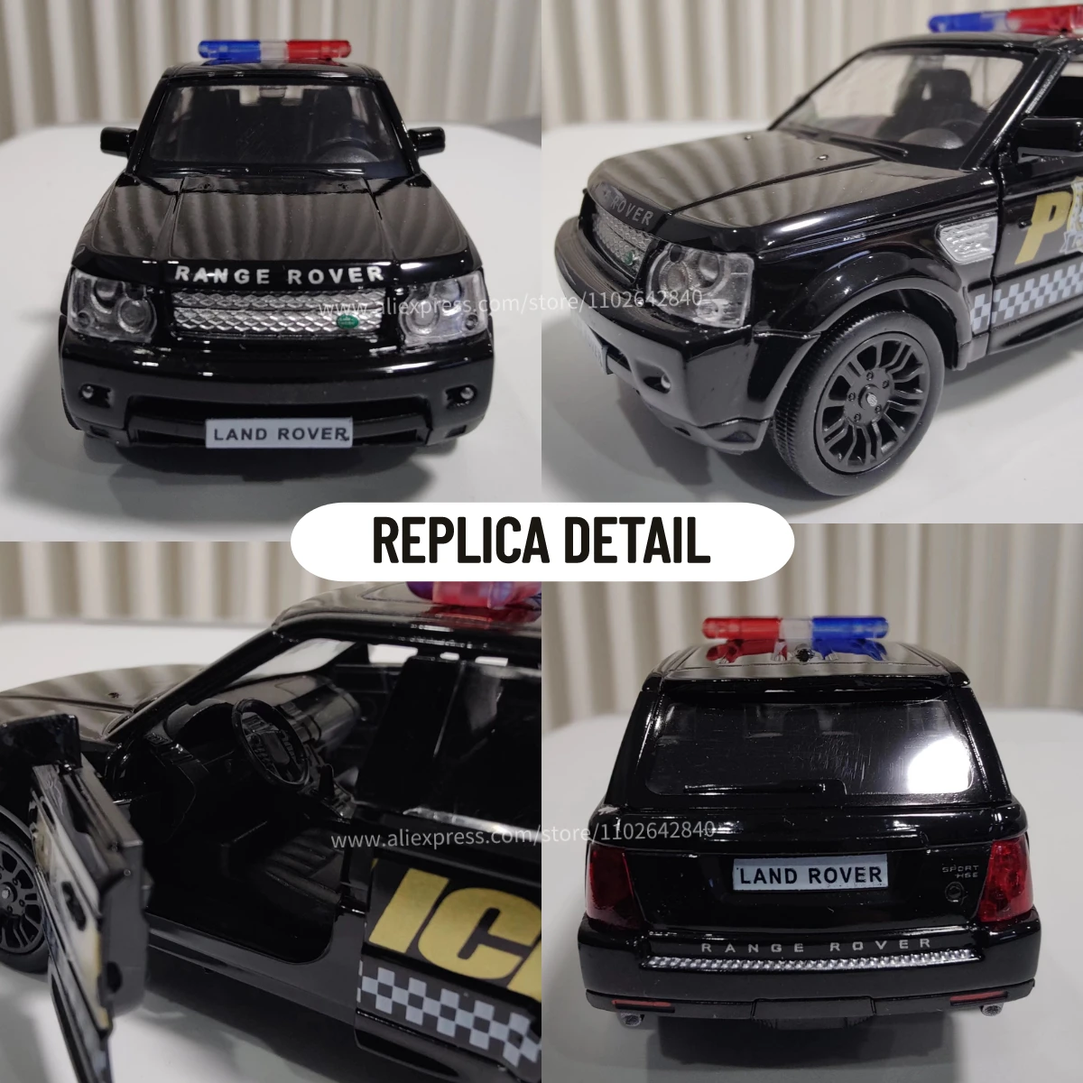 1:36 Car Model Range Rover Sport Police Scale Metal Diecast Replica Home Miniature Art Vehicle Hobby Decoration Kid Boy Toy