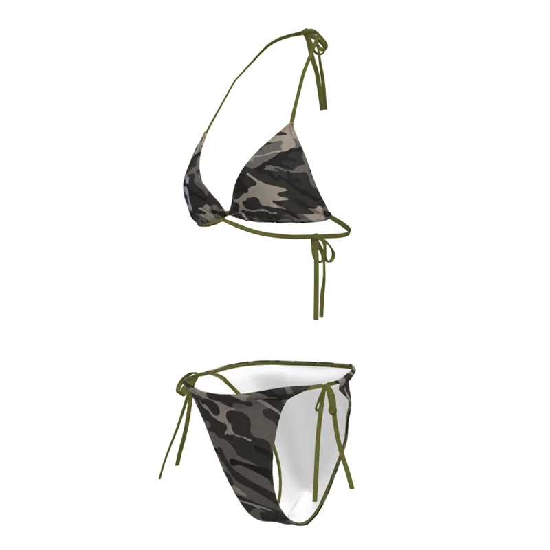 2025 Sexy Bikini Swimsuit Small Chest Gathered Look Large Separate Swimsuit Three-piece Set Triangular Bikini with Chest Pad ...