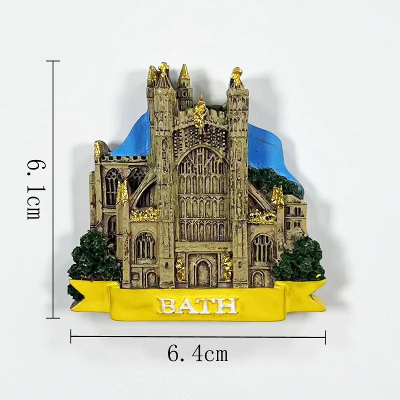 الحمام البريطاني العمارة الرومانية القديمة التذكارية السياحية العالمية ثلاثية الأبعاد ملصق الثلاجة المغناطيسي ، ديكور المنزل المطبخ