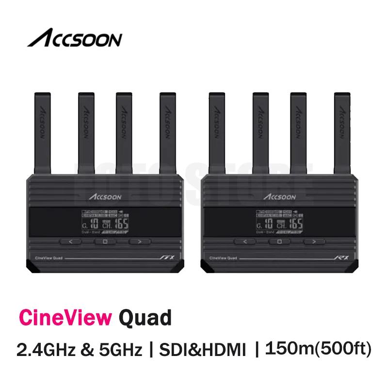 

Accsoon CineView Quad Dual Band Wireless Camera Video Transmitter Receiver SDI&HDMI 500ft 60ms Latency Transmission System