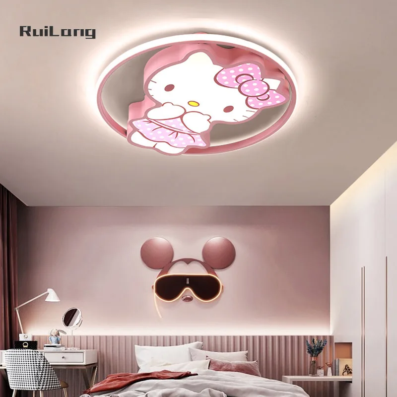 Imagem -04 - Luzes de Teto Kawaii para Crianças Lâmpada Rosa Gato dos Desenhos Animados Decoração do Quarto Gatinho Bonito Luz de Teto Quarto da Menina Plafonnier