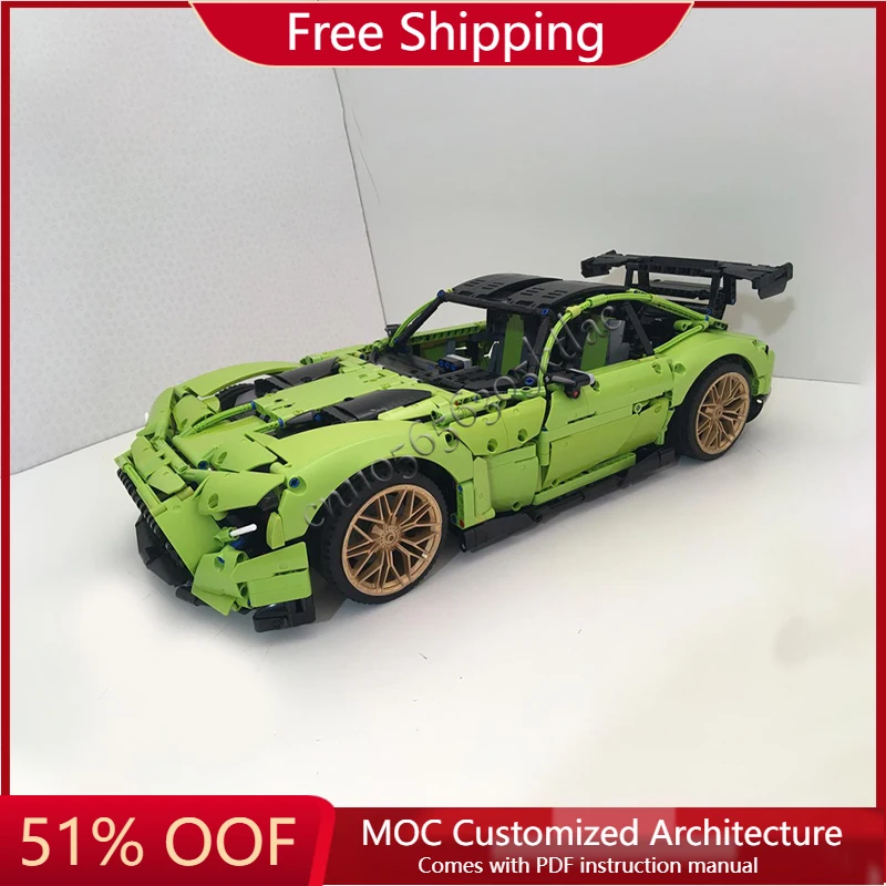 

New 2456 PCS Moc Hot Technical Racing Green Advanced Supercar Model Building Blocks Speed Vehicle Bricks Toys Kids Adult Gifts