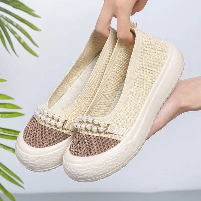 2024 heißer Verkauf Damen Schuhe Slip-on frauen Wohnungen Mode String Bead Casual Flache Schuhe Neue Farbe Passenden flache Low Heels Zapatos