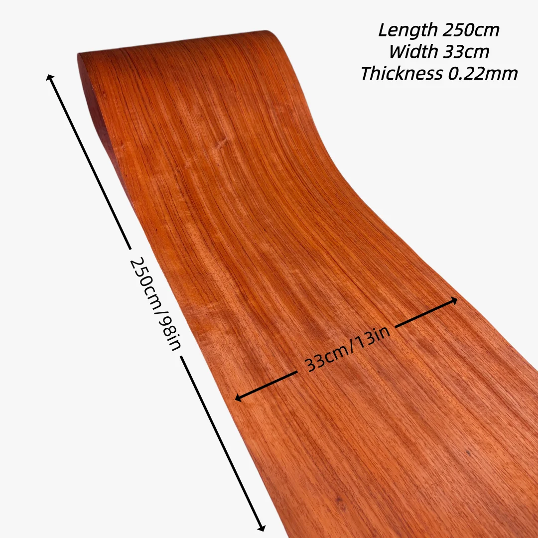 Natural Padauk Wood Veneer Straight Grain Red Wood for Car Interiors Furniture DIY Cabinet Wall Panel Decoration