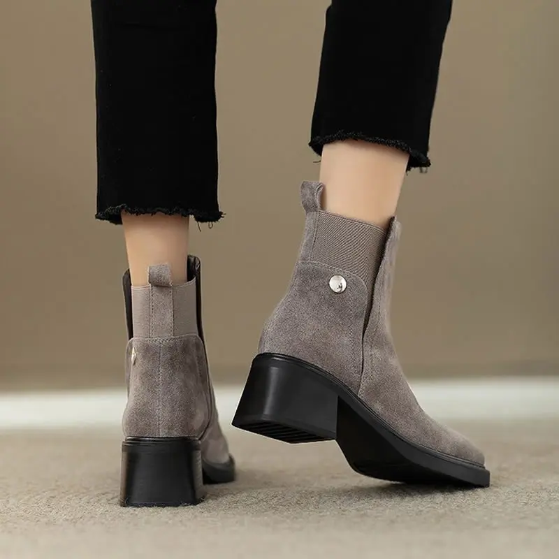 Suede Women Chunky Ankle Boots – Women'S Shoes Trending 2025 recenzja i cena