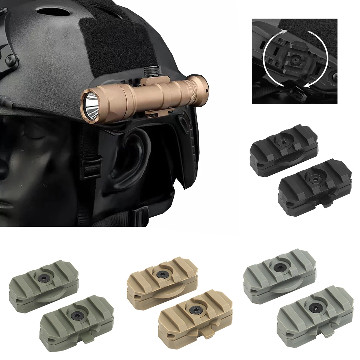 Real Cs Tactical Helmet Can Rotate A Word Rail Sports Camera Connection Rail 360 Degree Rotating Rail for 19mm Fast Helmet