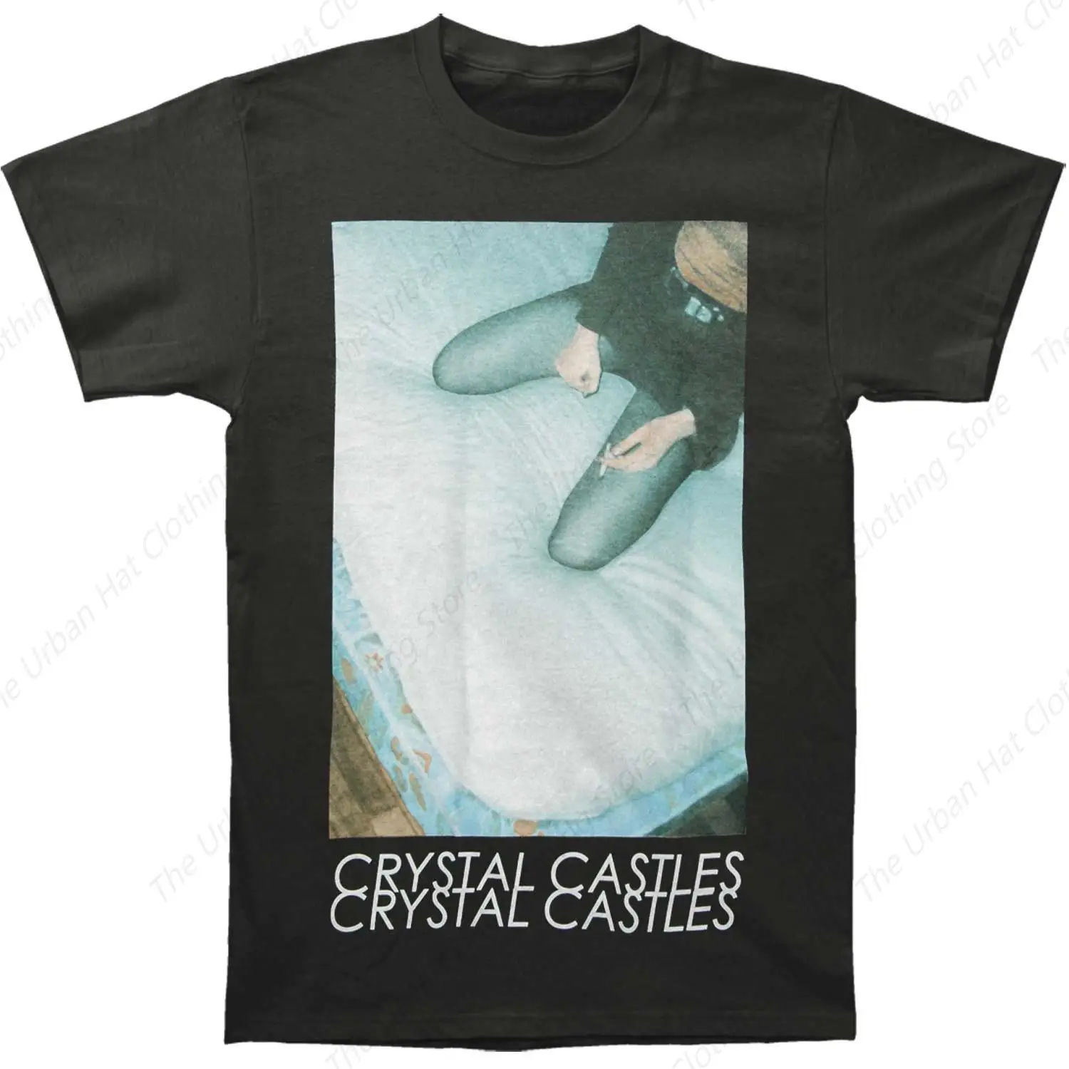 Crystal Castles Men\'s T-Shirt Cotton Crew Neck Short Sleeves Man Clothing Fashion Shirts Tshirt Casual T Shirt Cool Tops for GYM