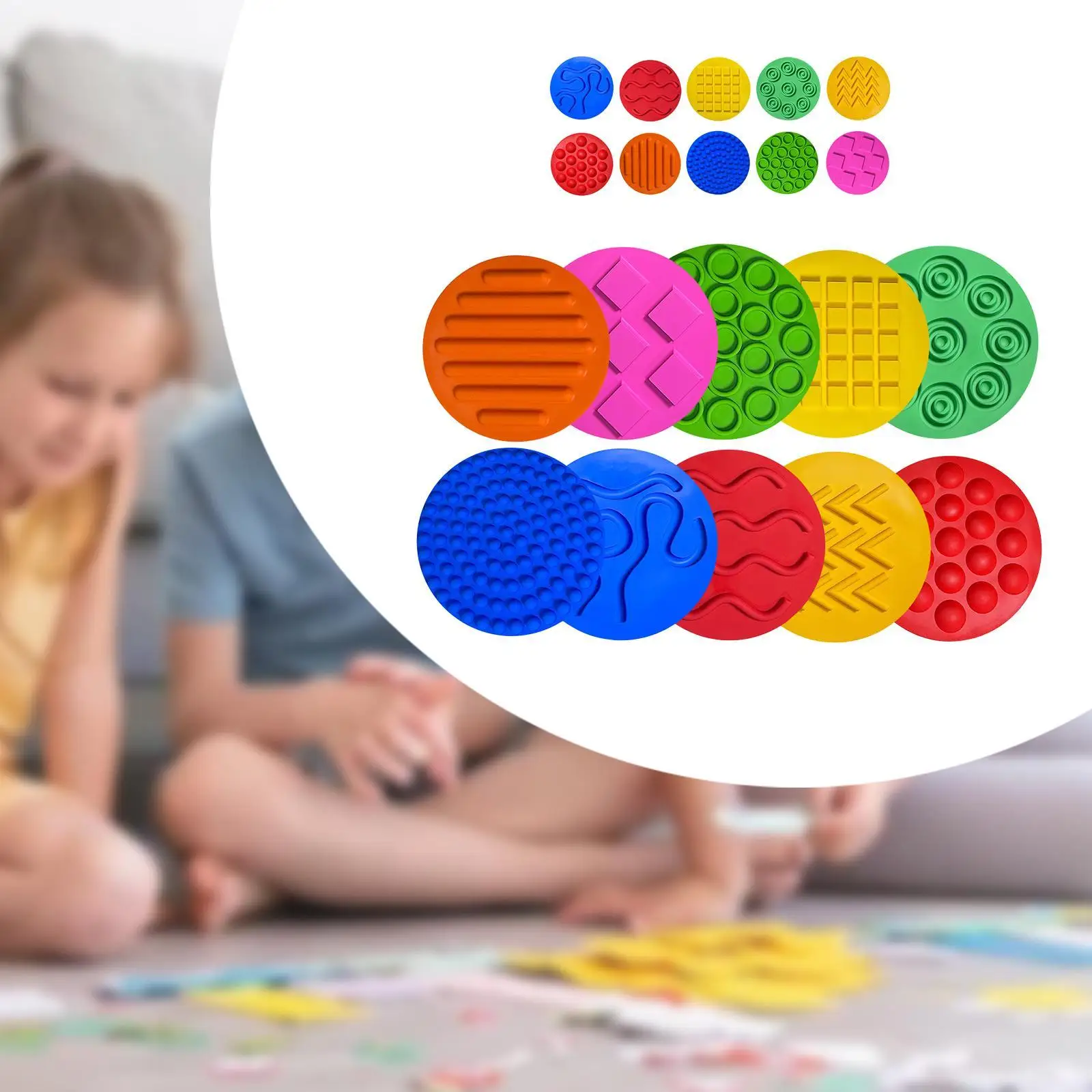 20 Pieces Silicone Sensory Mats Sensory Circles for Children Kids Training