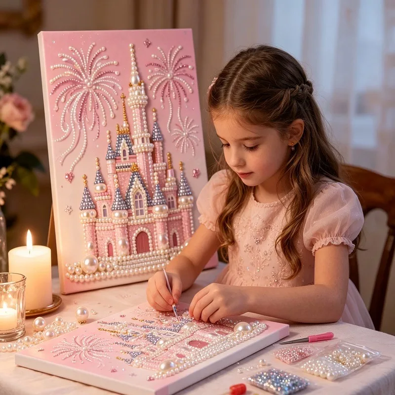 Pegatinas Decorativas 3D Hechas a Mano con Perlas de Dream Castle, Pintura Decorativa para Niños y Adultos, Regalo para Amigos
