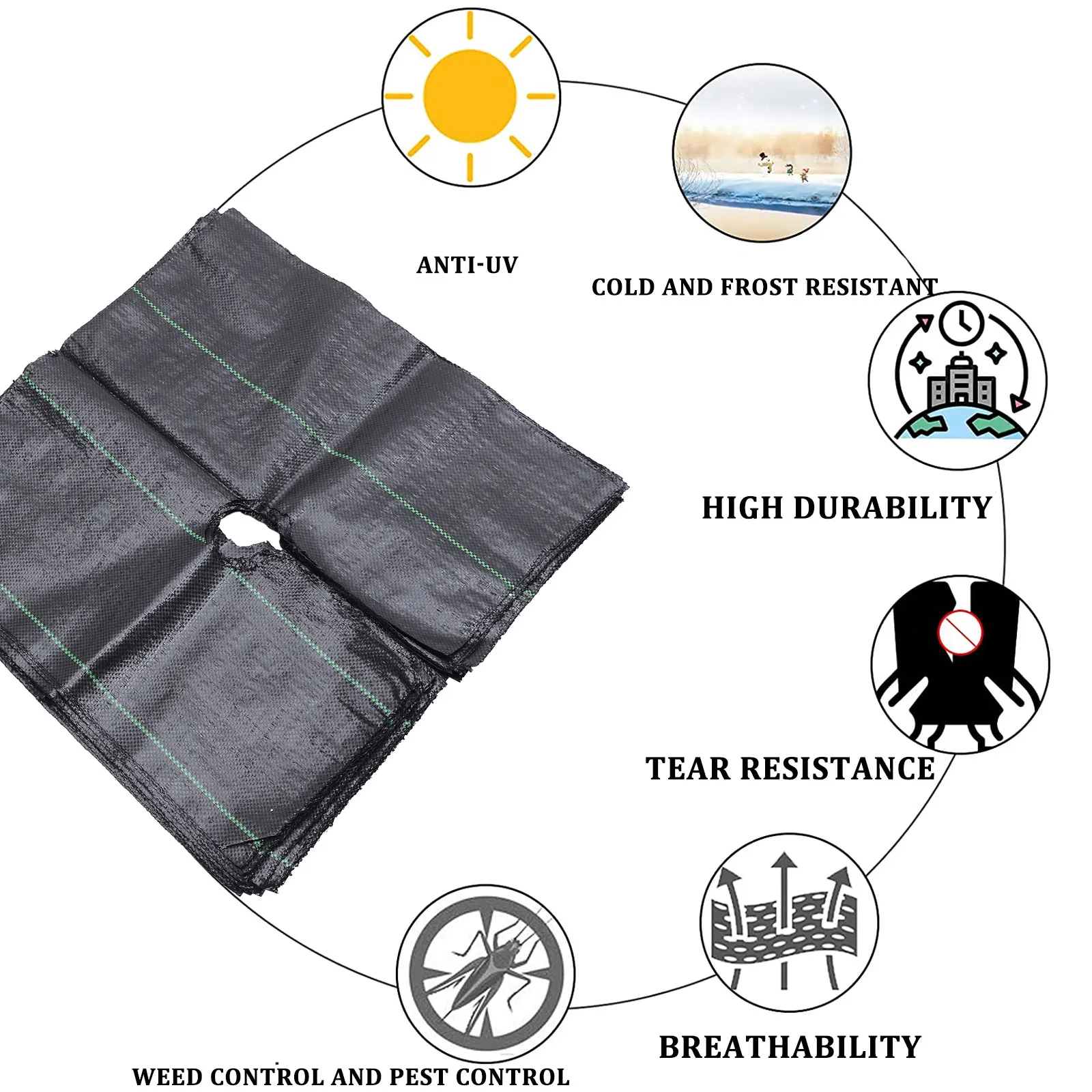 

12 Sheets PP Cloth Heavy Duty Woven Mesh Prevents Weeds Garden Farm Agrofiber Ground Barrier Sturdy Weeding Cloth
