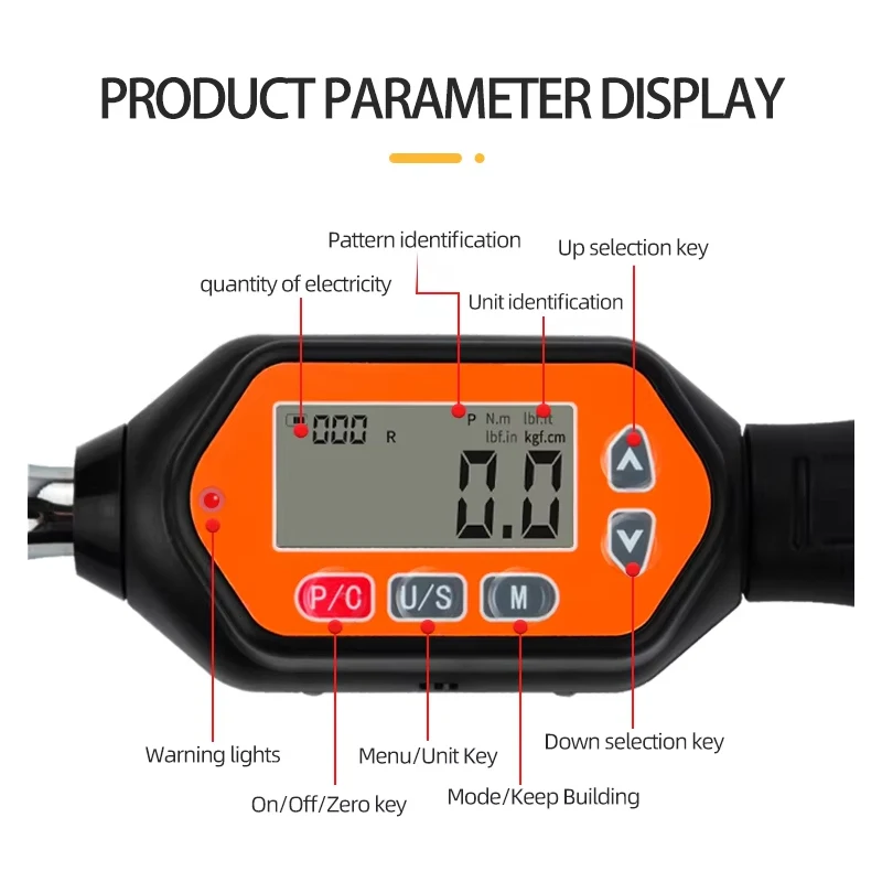 High-Precision Electronic Digital Display Adjustable Wrench Head Torque Wrench (36mm Adjustable Opening) OEM Alloy Steel