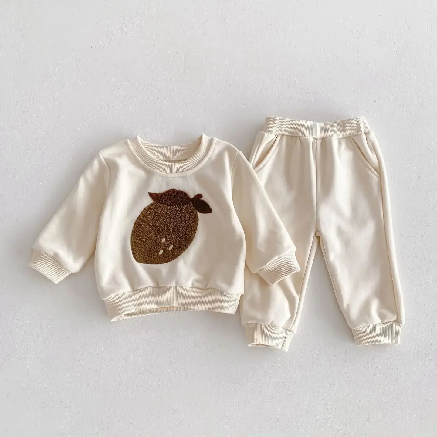 2024 New Quality Cotton Baby Toddler Boy Girls Set Kids Clothes for Children Pullover Sweatshirts+Solid Sports Pants Fashion image 4