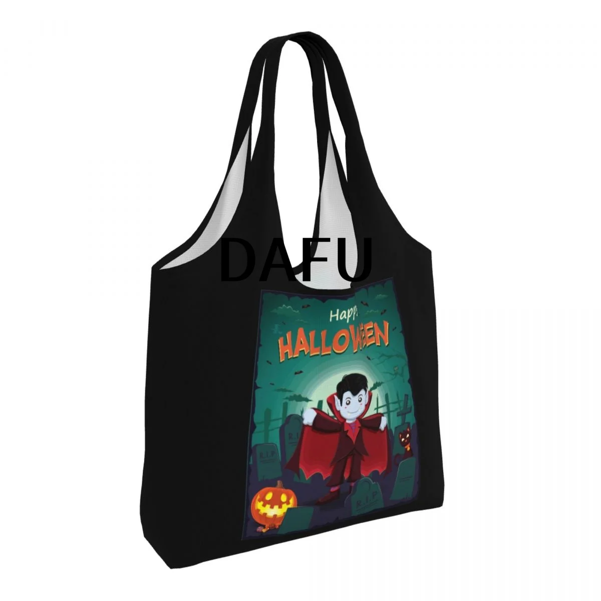 Happy Halloween Funny Halloween Print Cotton Tote Bag - Casual Commuter Shoulder Bag for Work Grocery Shopping Trick or Treat