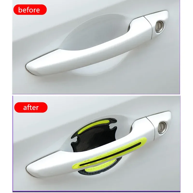 Car Door Reflective Stickers Anti-scratch Safty Warning Stickers Auto Handle Protection Film Exterior Styling Car Accessories