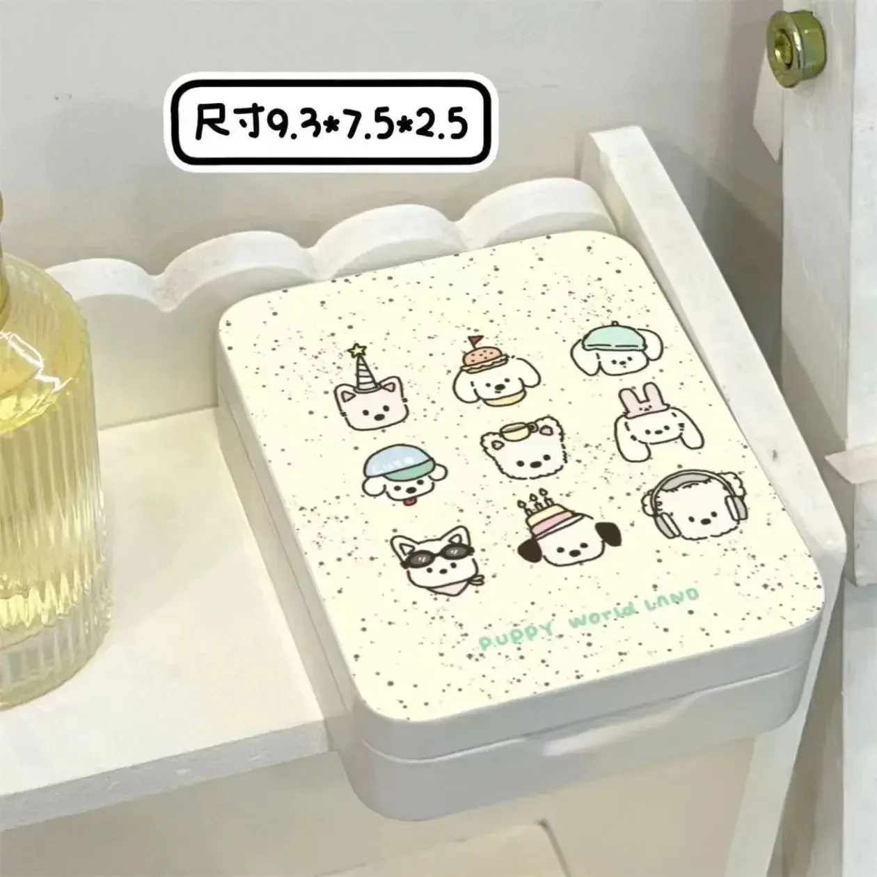 1Pc INS Cute Cartoon Cream Cat Dog Iron Box Girl Hairpin Photocard Sticker Dustproof Storage Box Kawaii Office Desktop Organizer