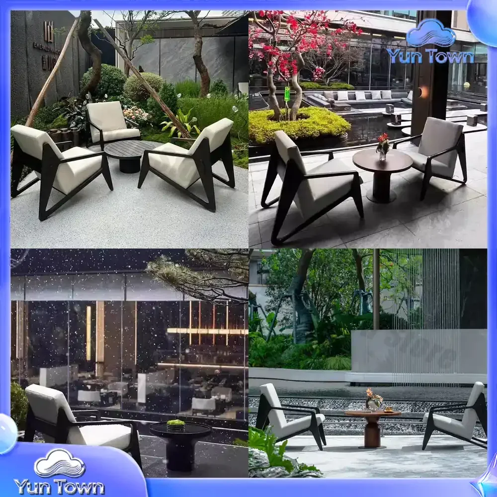 Outdoor leisure sofa coffee table designer courtyard garden aluminum alloy deck chair villa outdoor Chinese solid wood