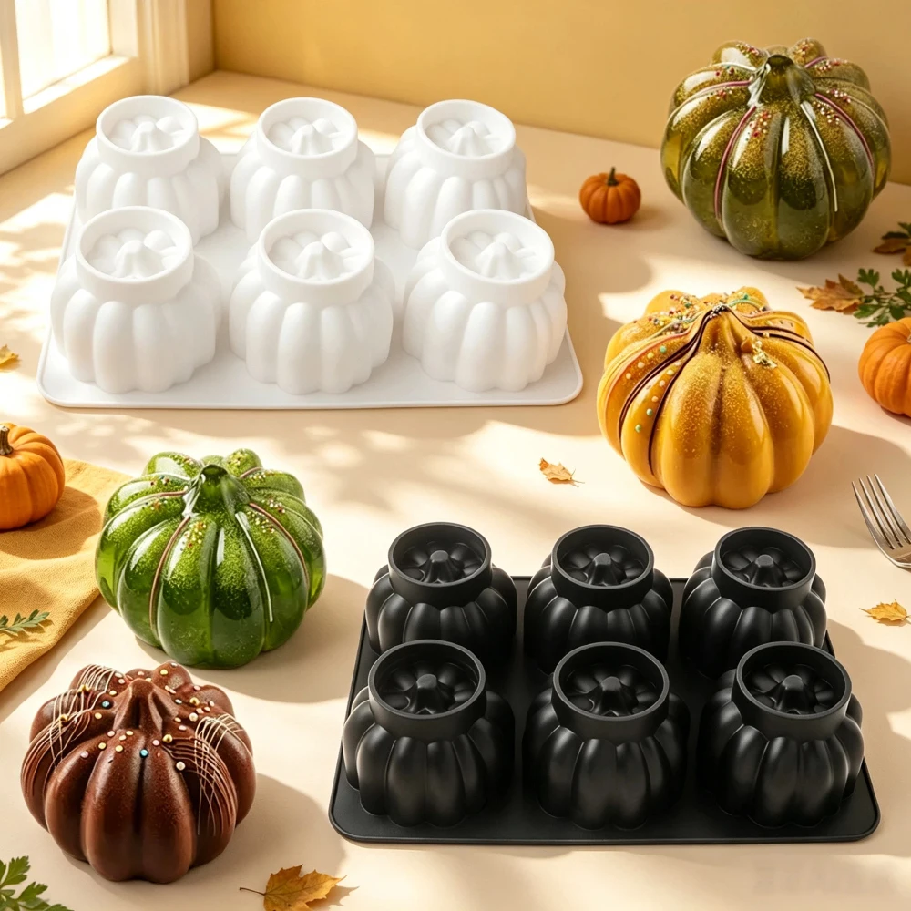 Halloween Jack-o '- lantern Design 2/6-Cell Silicone Mousse Cake Mould Halloween Pumpkin Dessert Bakeware Candy Chocolate Mold