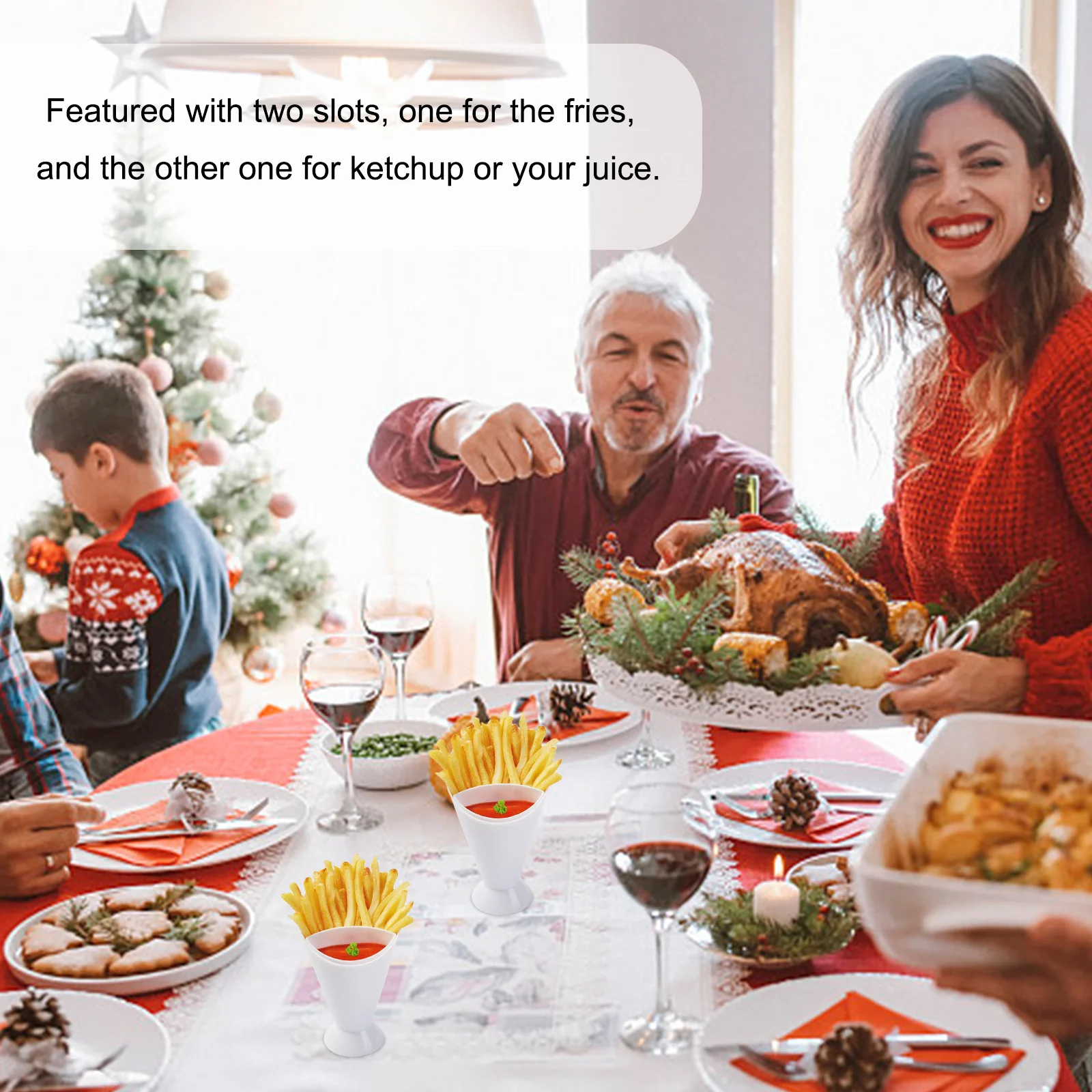 

3Pcs Salad Cup French Fry Holder Dual Compartments Cups for Hotel Restaurant Party PP Salad Cup French Fires Holder