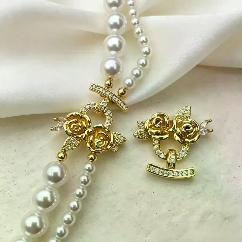 1 PCS Brass Multi-row Rose: Pearl Bracelet Necklace End Connecting Buckle DIY Jewelry Making Supplies