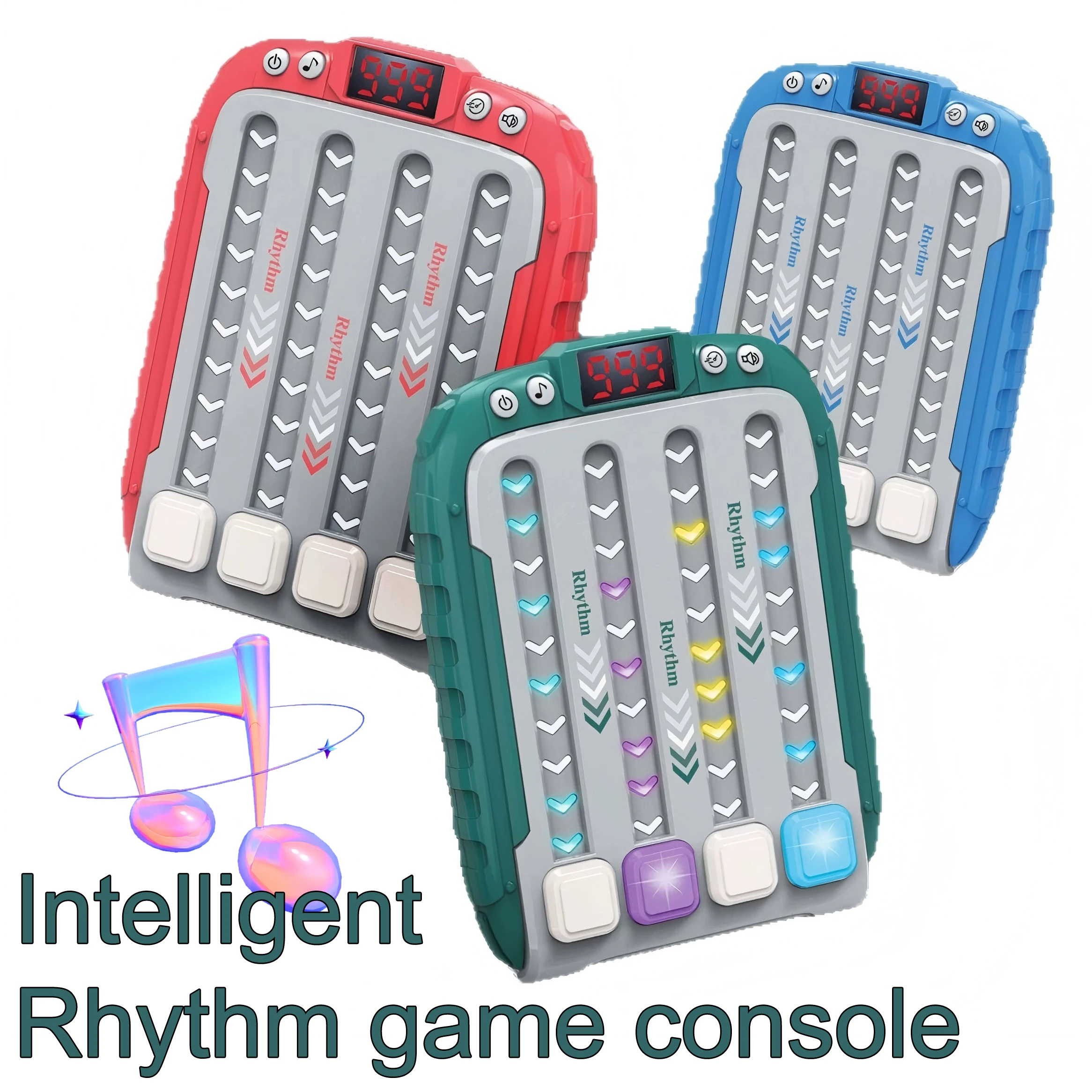 Children Puzzle Music Rhythm Game Machine Challenge Toy Gift Quick Press Light Music Challenge Dance Adult Decompress Toys Gift