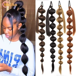 MEIFAN Synthetic Bubble Ponytail Hair Extensions Black Brown Afro Bubble Long Braids Ponytail Wrap Around Lantern Pony Tail For