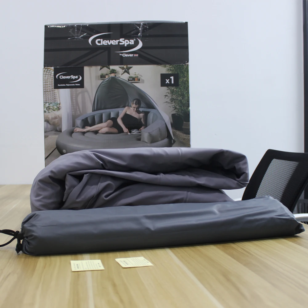 C01 Portable Inflatable Couch with Sunshade Foldable Air Sofa Hammock Easy Setup for Outdoor & Pool Use