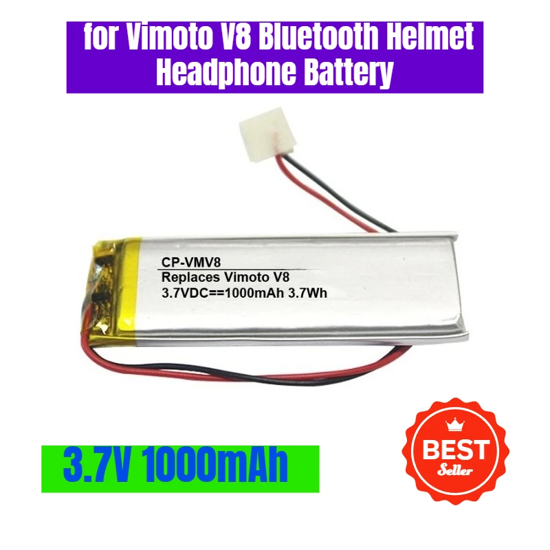 

3.7V 1000mAh for Vimoto V8 Bluetooth Helmet Headphone Battery