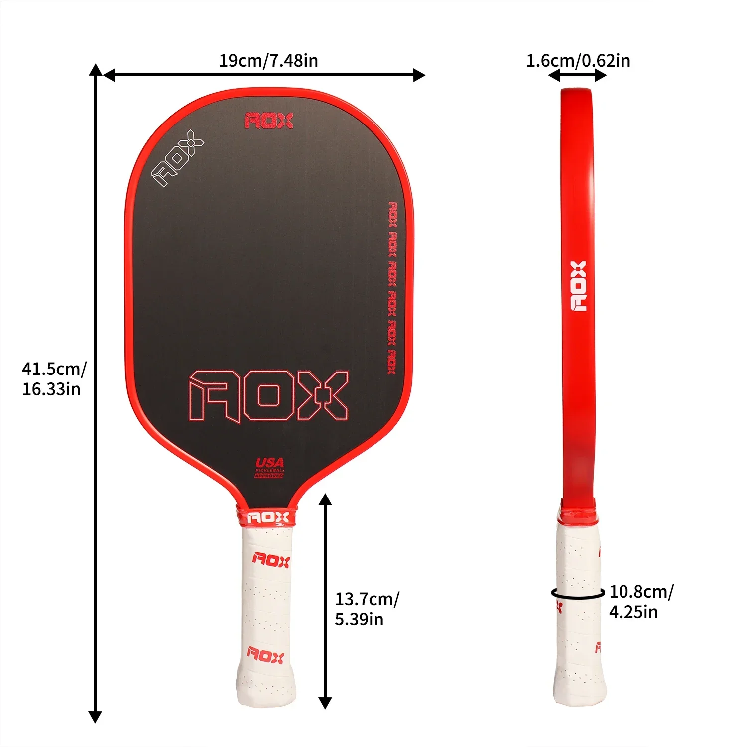 Pickleball Paddle Fiberglass Carbon Friction Surface 16MM Enhanced Sweet Spot&Control&Power Anti-slip Grip USAPA Compliant image 2
