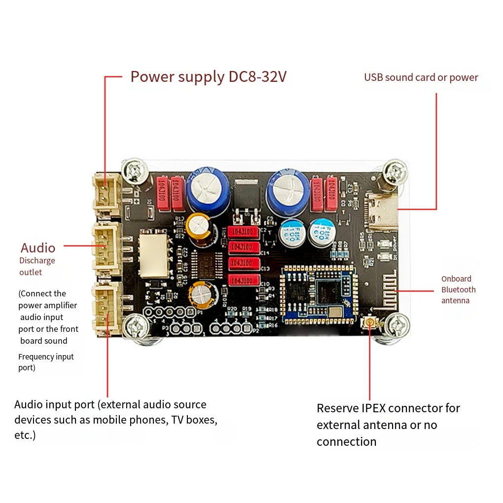 APTX HD QCC5125 LDAC Беспроводной адаптер Bluetooth 5.1 Плата приемника ЦАП Плата аудиодекодера 24 бит/96 кГц LDAC