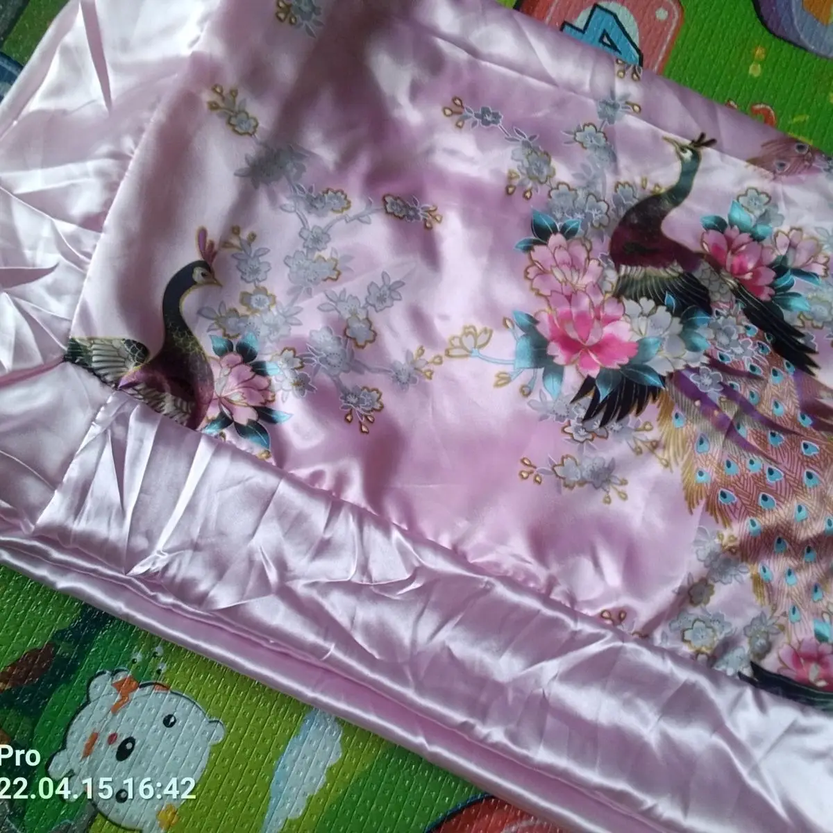 

Glossy summer satin silk cover with zippe Ice cool floral print bedspread home bedding