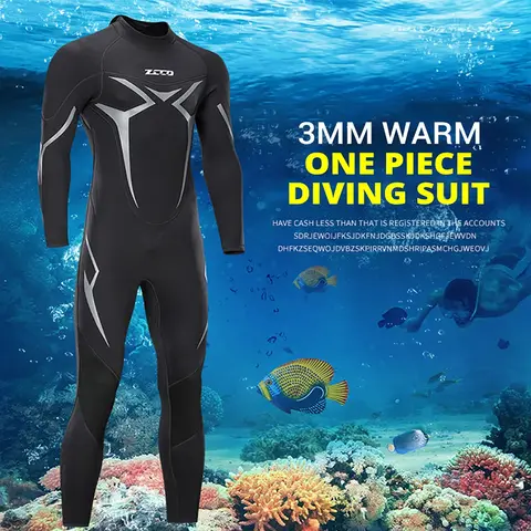 Neoprene wetsuit 3mm masculino manga longa uma peça wetsuit ultra elástico terno de mergulho água natação surf triathlon