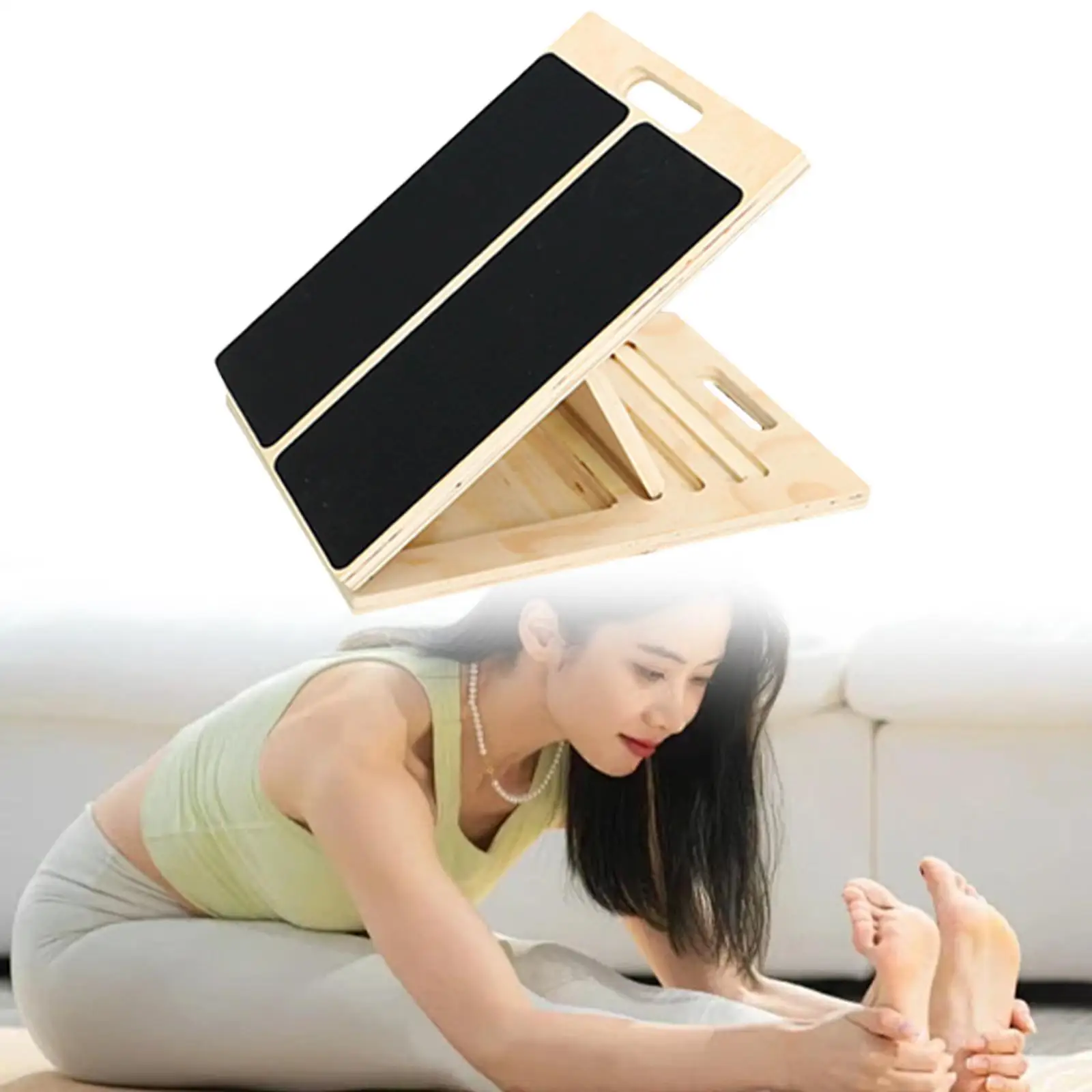 Adjustable Slant Board Calf Stretcher Nonslip Wood Planking Foot Stretcher