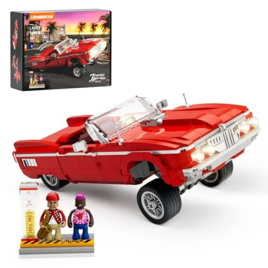 

Street fusion vehicle engineering model kit for adults and teens: ABS plastic, red, with LED lighting and modular design, 969 p