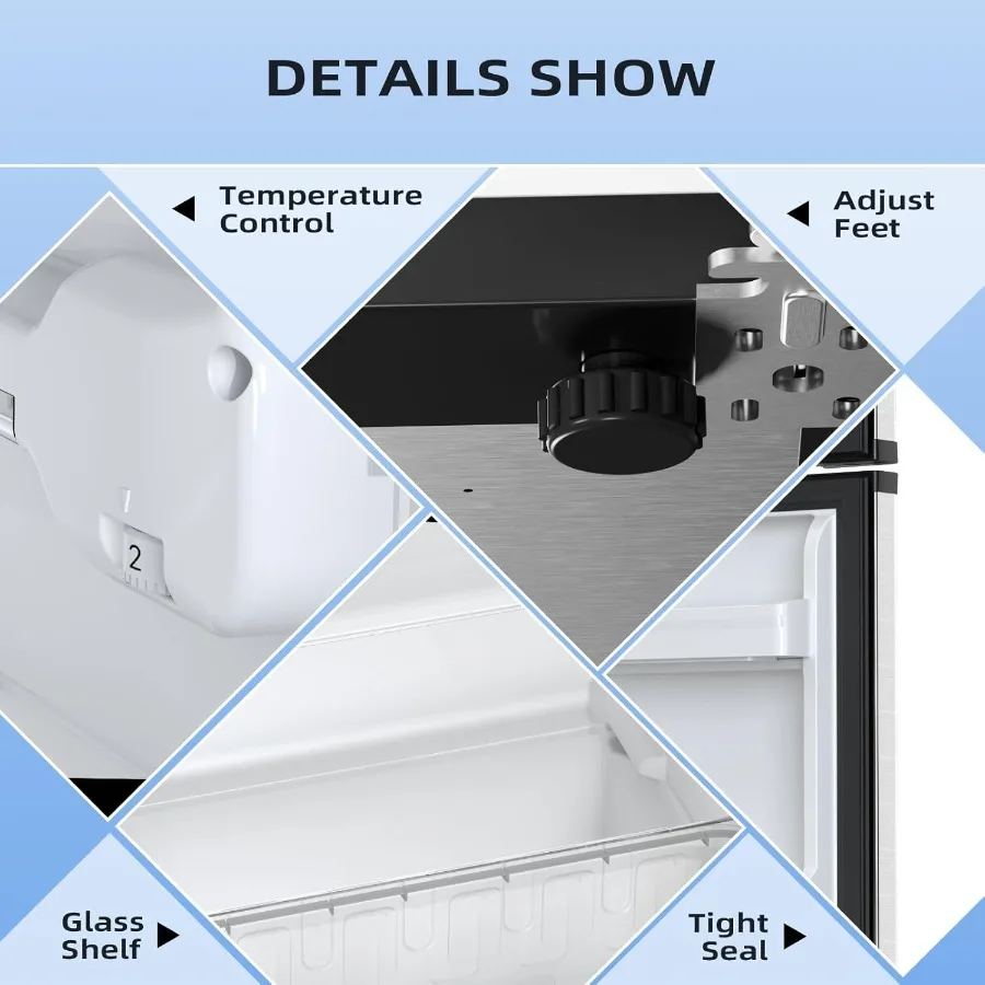 3.2 Cu.Ft Mini Refrigerator with Freezer Double Door Compact Fridge for Bedroom Office Dorm Kitchen - Adjustable Thermostat Sil