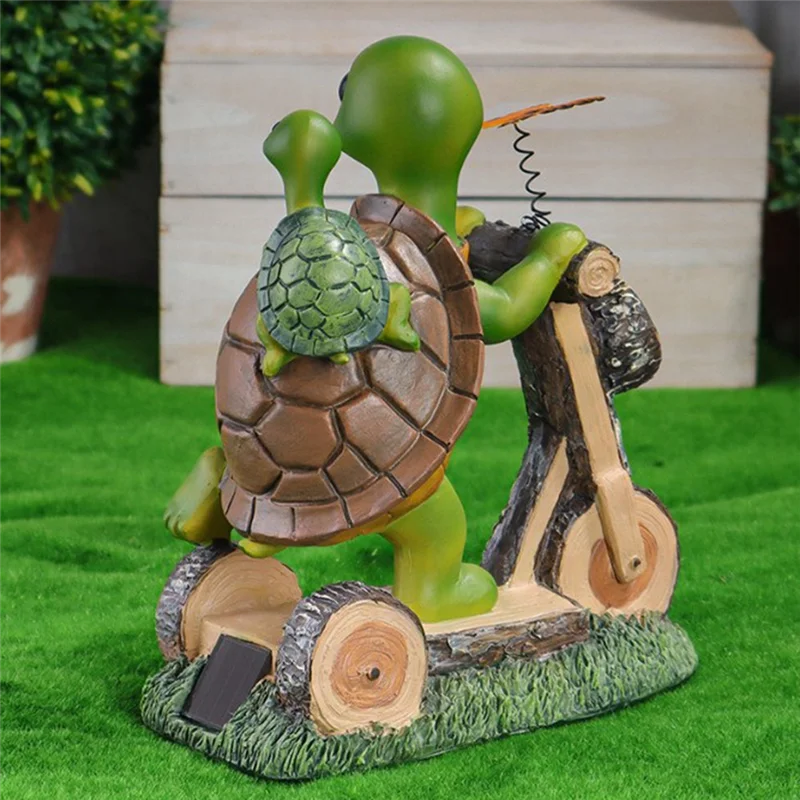 

DEN-gTurtle уличный солнечный свет милая черепаха маленькая бабочка украшение сада статуя уличная статуя черепахи ночь