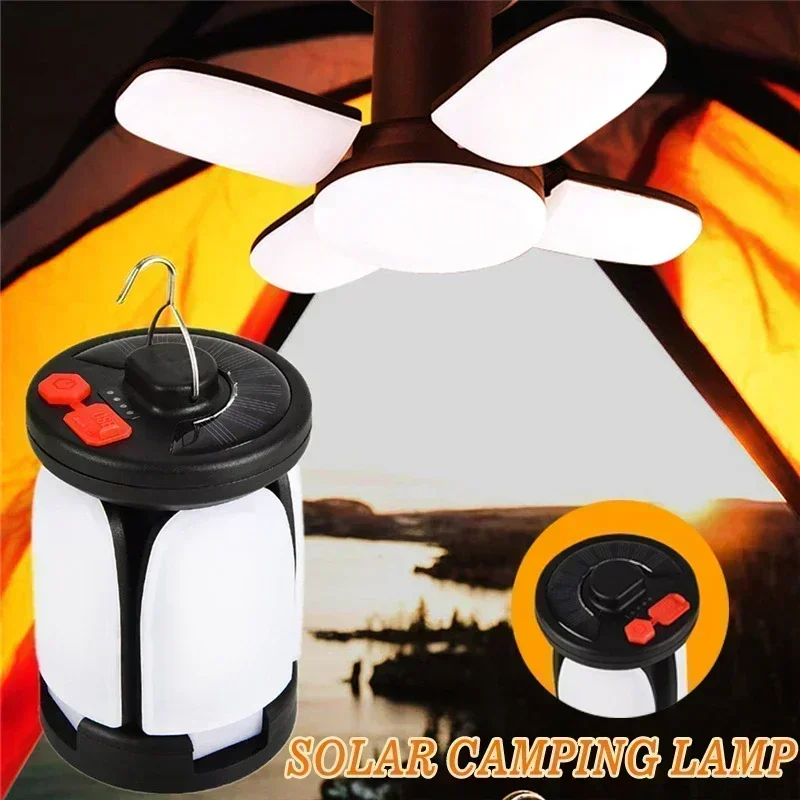Emergency Outdoor Lighting LED Leaf Camping Lamp Hung Solar USB Rechargeable Tent Camping Lights Fishing Travel Lanterns