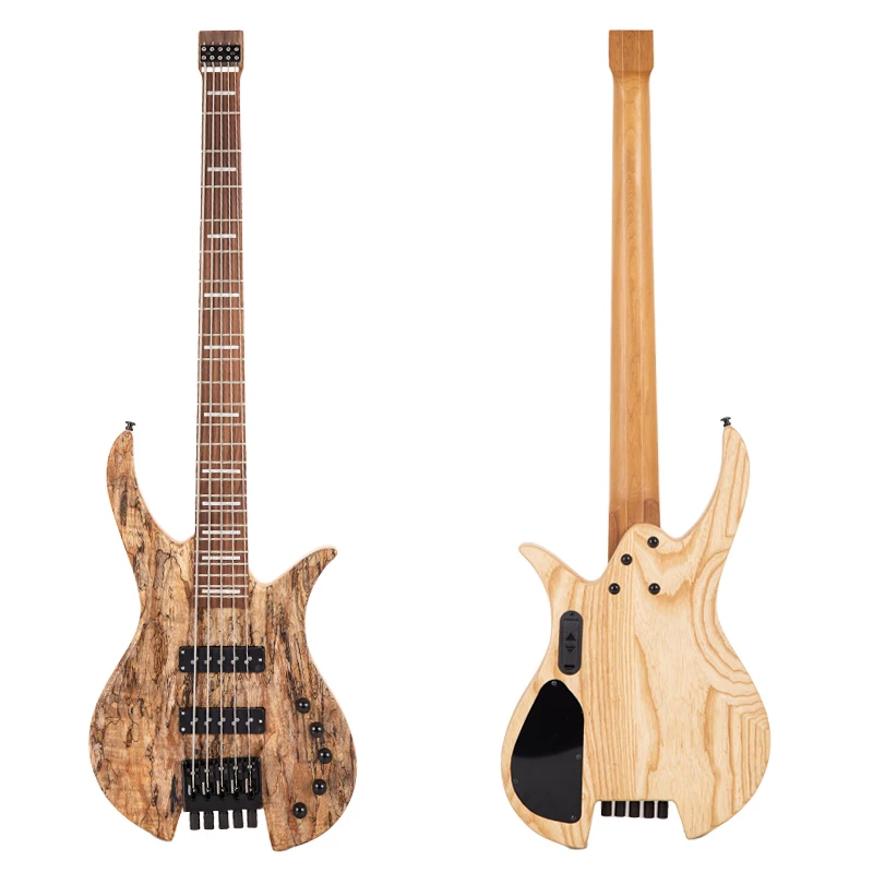 ZLG 5 string Headless bass Active pick up Swamp ash body Spalted maple top Roasted maple neck Fast shipping