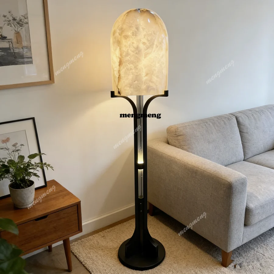 Designer Spanish natural marble floor lamp living room hotel model room bedroom study desk lamp