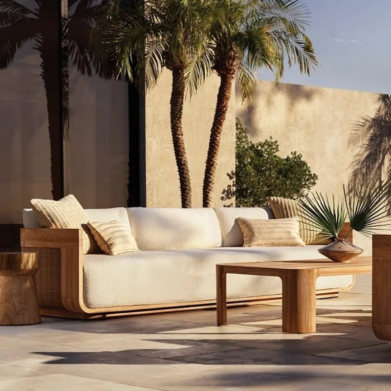 Waterproof and sunscreen furniture combination hotel villa leisure style solid wood sofa