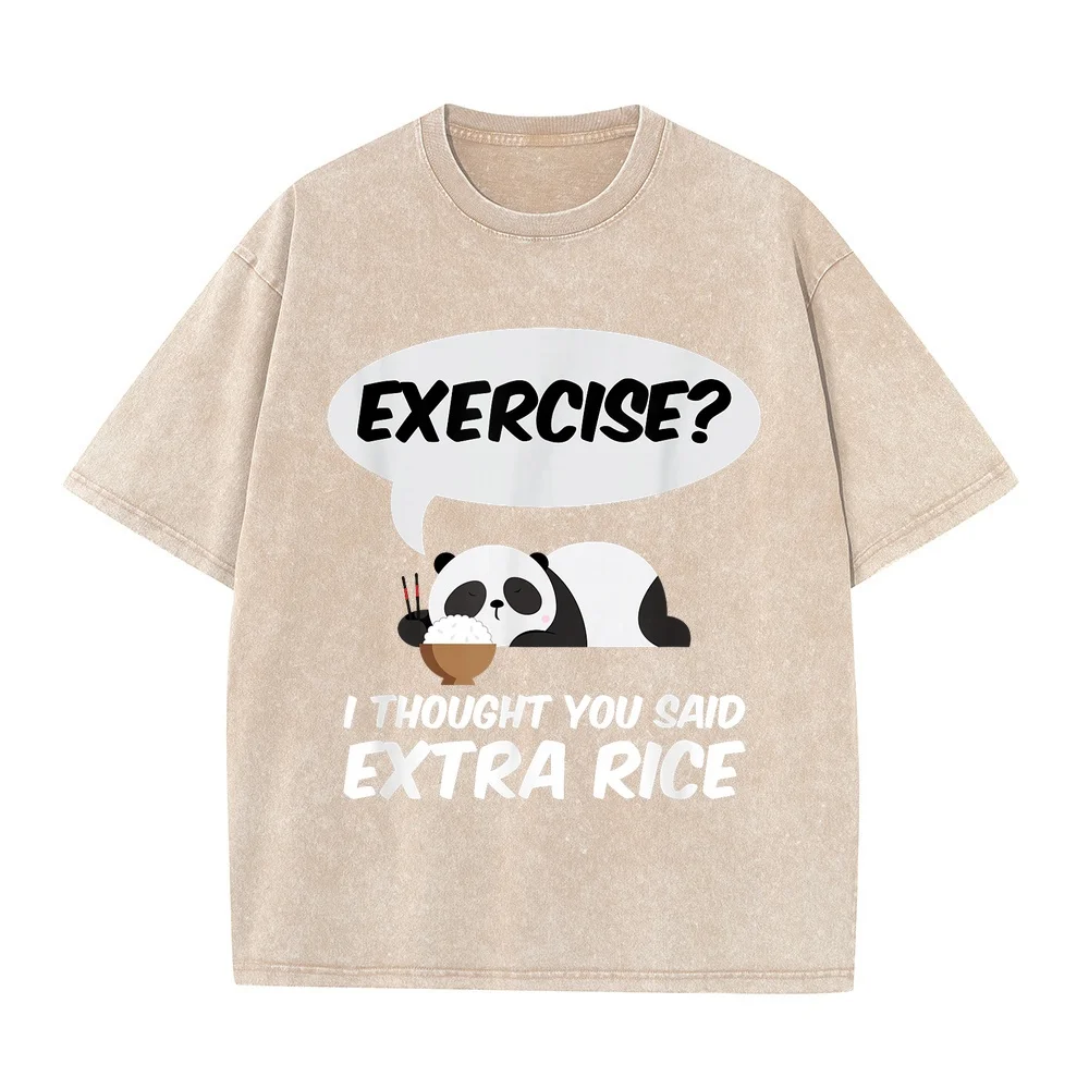 Exercise? I Thought You Said Extra Rice Panda Gift T-Shirt Small Одежда Korean Reviews Many Men's Clothes T-Shirts For Men