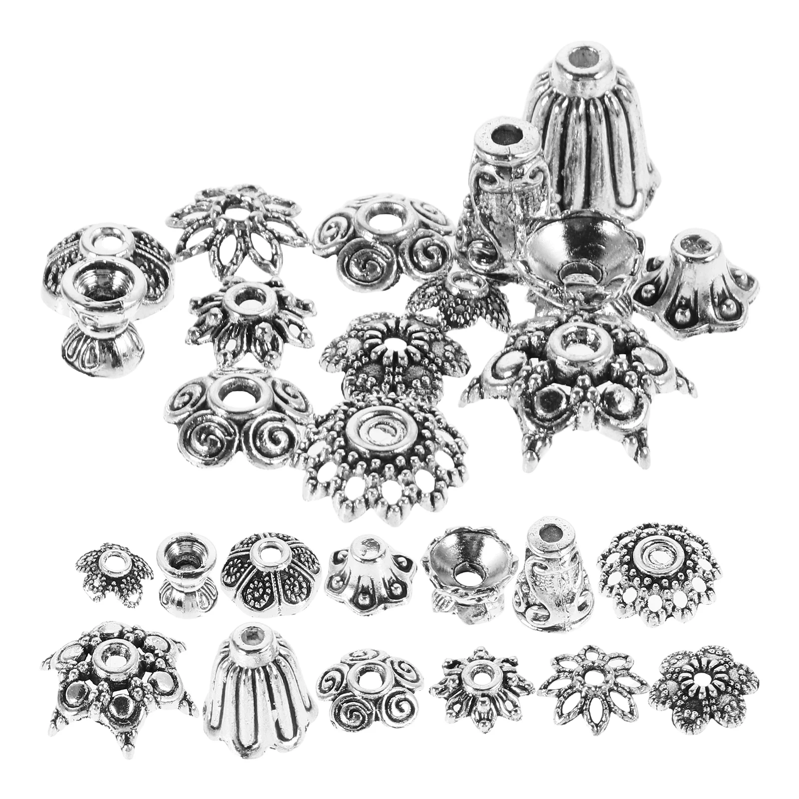 

50g Silver Alloy Spacer Beads DIY Jewelry Making Flower Holders Metal Spacers Bracelet Supplies Beading Materials Charm