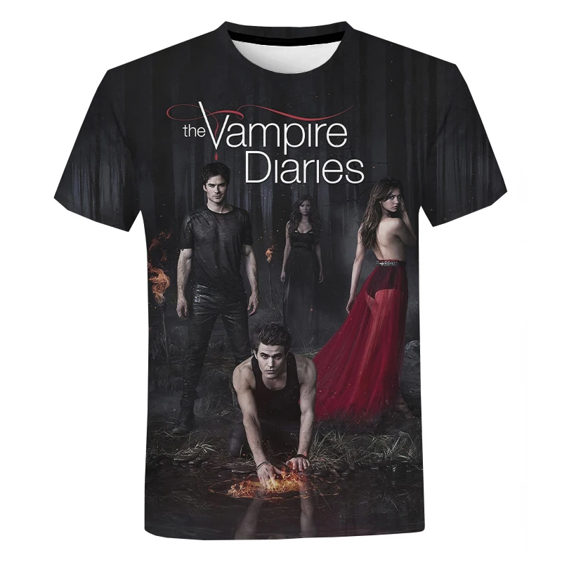 TV Series The Vampire Diaries 3D Print T-Shirt Summer Streetwear Men Women Fashion Oversized Unisex Hip Hop Tees Tops