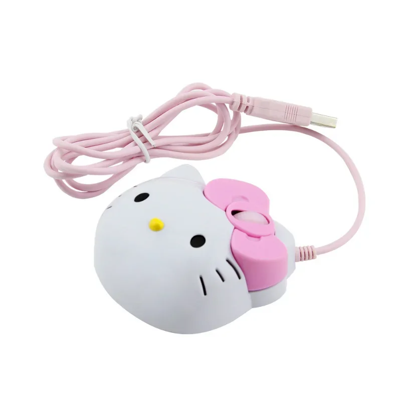 Sanrio Olá Kitty Com Fio USB Mouse Anime Personalizado Mulheres Notebook Home Office Mouse para Laptop PC IOS System Acessórios Presente