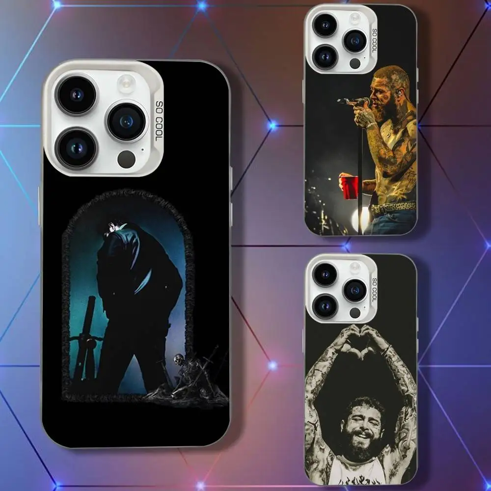 

P-Post Singer M-Malones Phone Case For iPhone 16,15,14,13,12,11,Pro,XS,Max,Plus,Mini,SE White Candy Matte Shockproof Cover