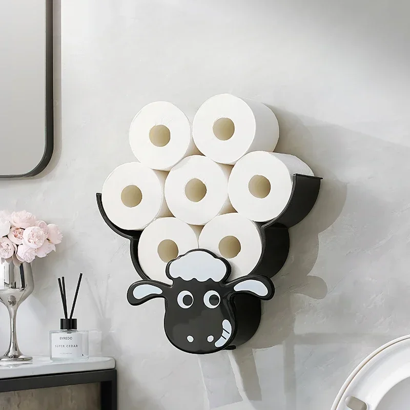 Creative Animal Wall Mount Paper Roll Holder,PP Cute Sheep Art Sculpture Sloth,Bathroom Tissue Rack Storage Shelf,Home Decor