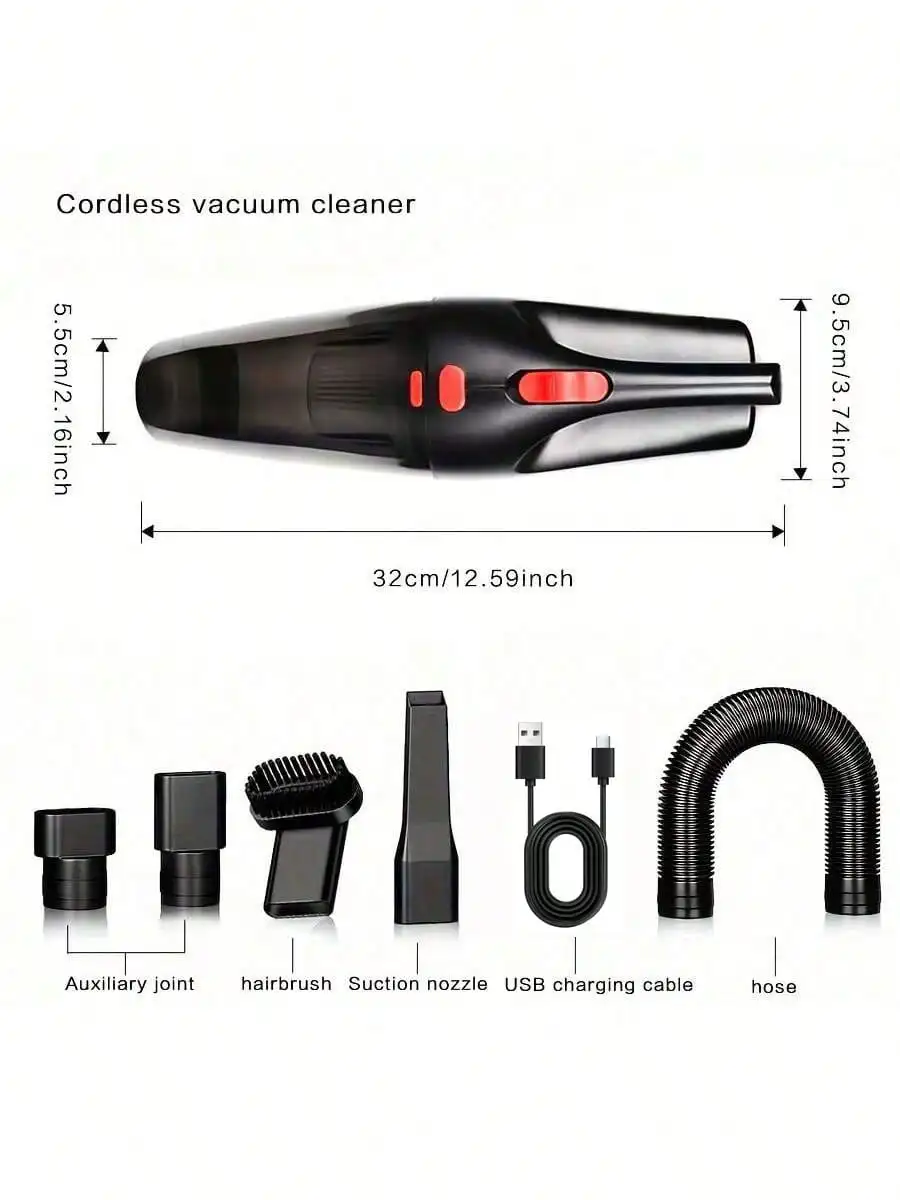 Household Car Dual-Use High-Power Handheld Wireless Car Vacuum Cleaner USB Charging Mini Home Vacuum Cleaner,0-200w Power