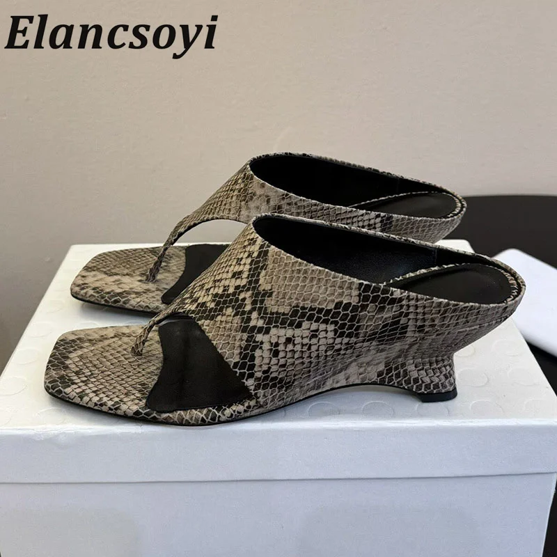 Slippers new slippers summer leather sexy wedge heel formal shoes women's open toe party fashion high heels sandals solid color