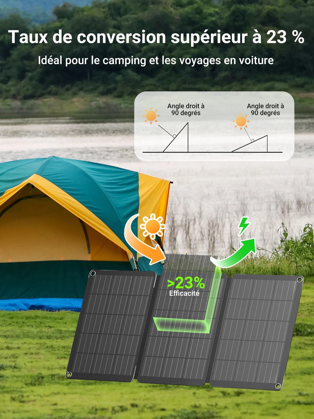 LIONSHEE 30W Faltbares Tragbares Solarpanel 12V DC Solarladegerät, IP67 Wasserdichtes Solarpanel mit 3 Anschlüssen USB-C+USB-A+DC-Ausgang, Outdoor-Camping-Solarladegerät Kompatibel mit Smartphone,