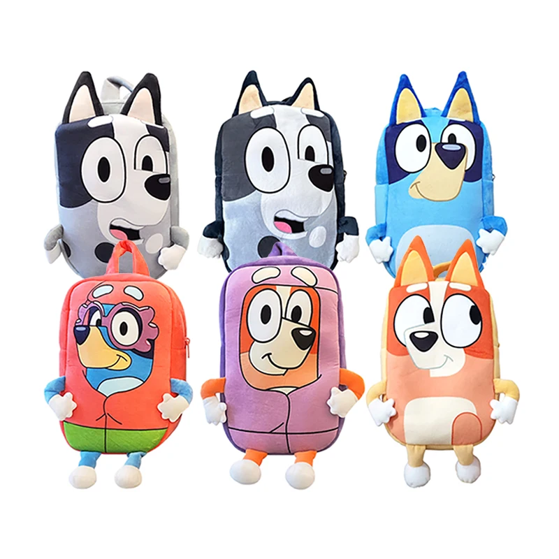 Bluey And Bingo Backpack Friends Family Plush Bag Children School Bag Plush Mini Backpack Book Soft Bag Children Gifts For Toys