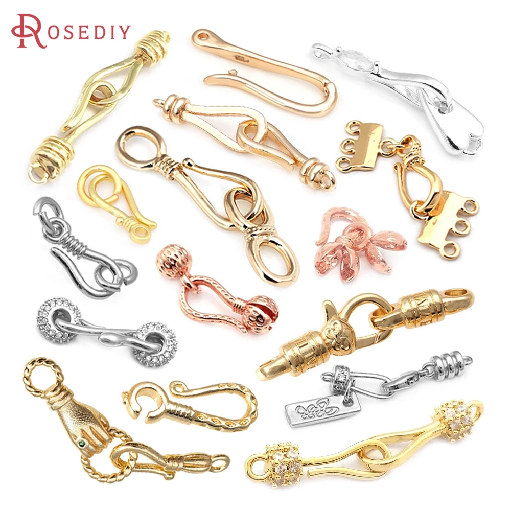 18K Gold Color Silver Color Brass Necklace Bracelets Clasps Connector High Quality Diy Jewelry Making Findings Accessories